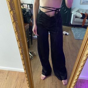 ZARA HIGH WAISTED SATIN PANTS